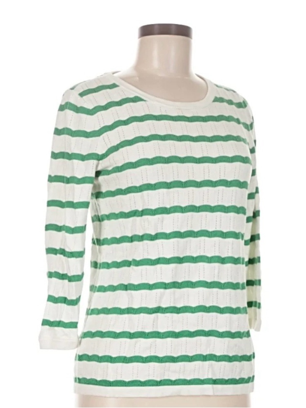 Classic Crewneck Sweater in Green Stripes